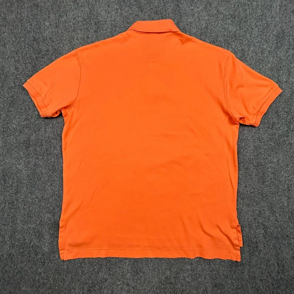 Polo Ralph Lauren Polo Shirt Mens L Orange Short Sleeve Green Pony Cotton Pique